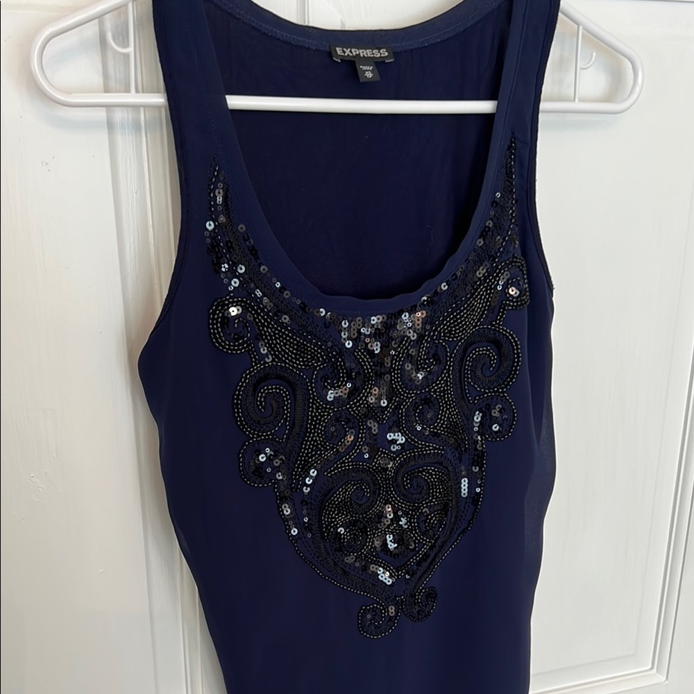 Express Navy Embellished Women's Top